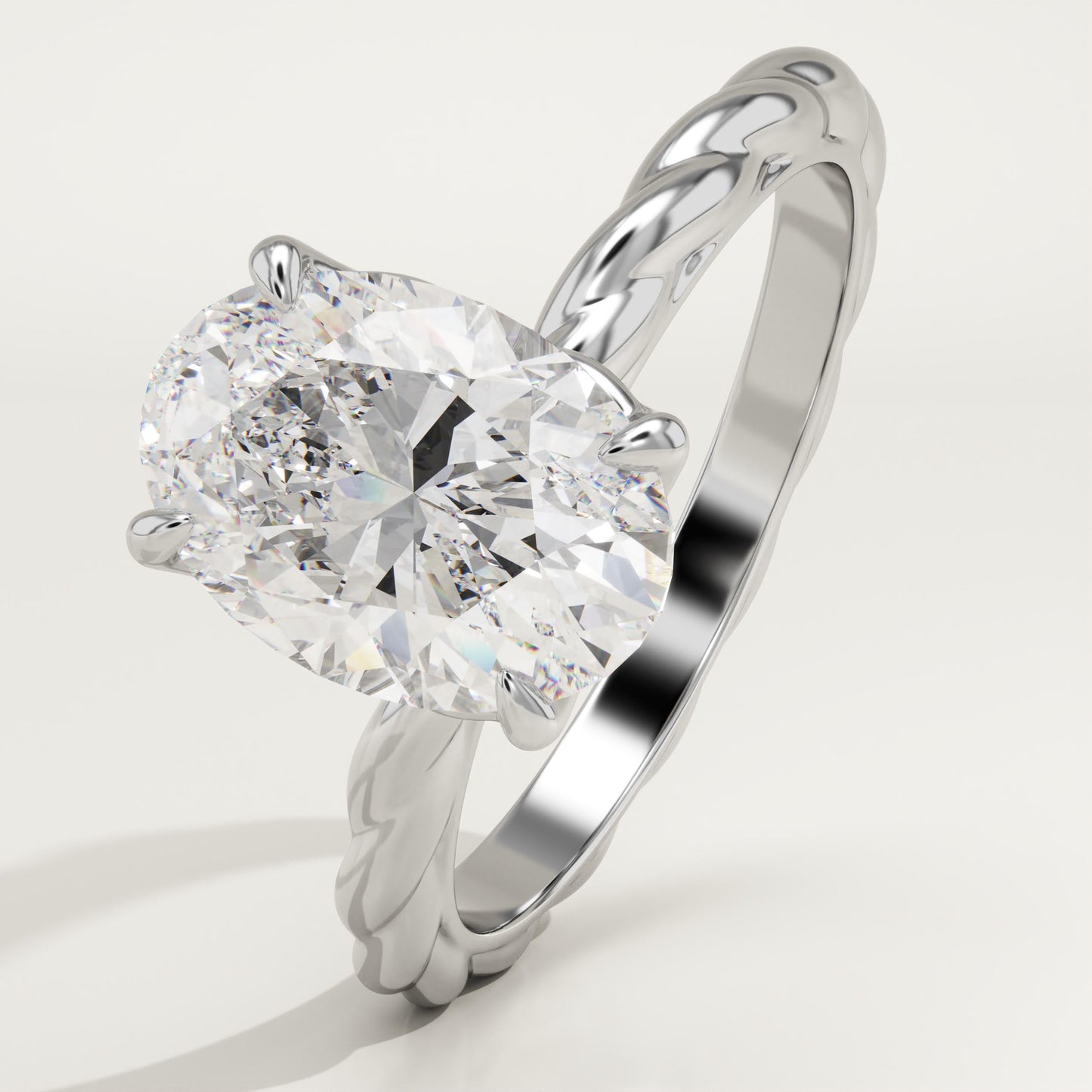 Oval Cut Twisted Shank Lab-Grown Diamond Engagement Ring
