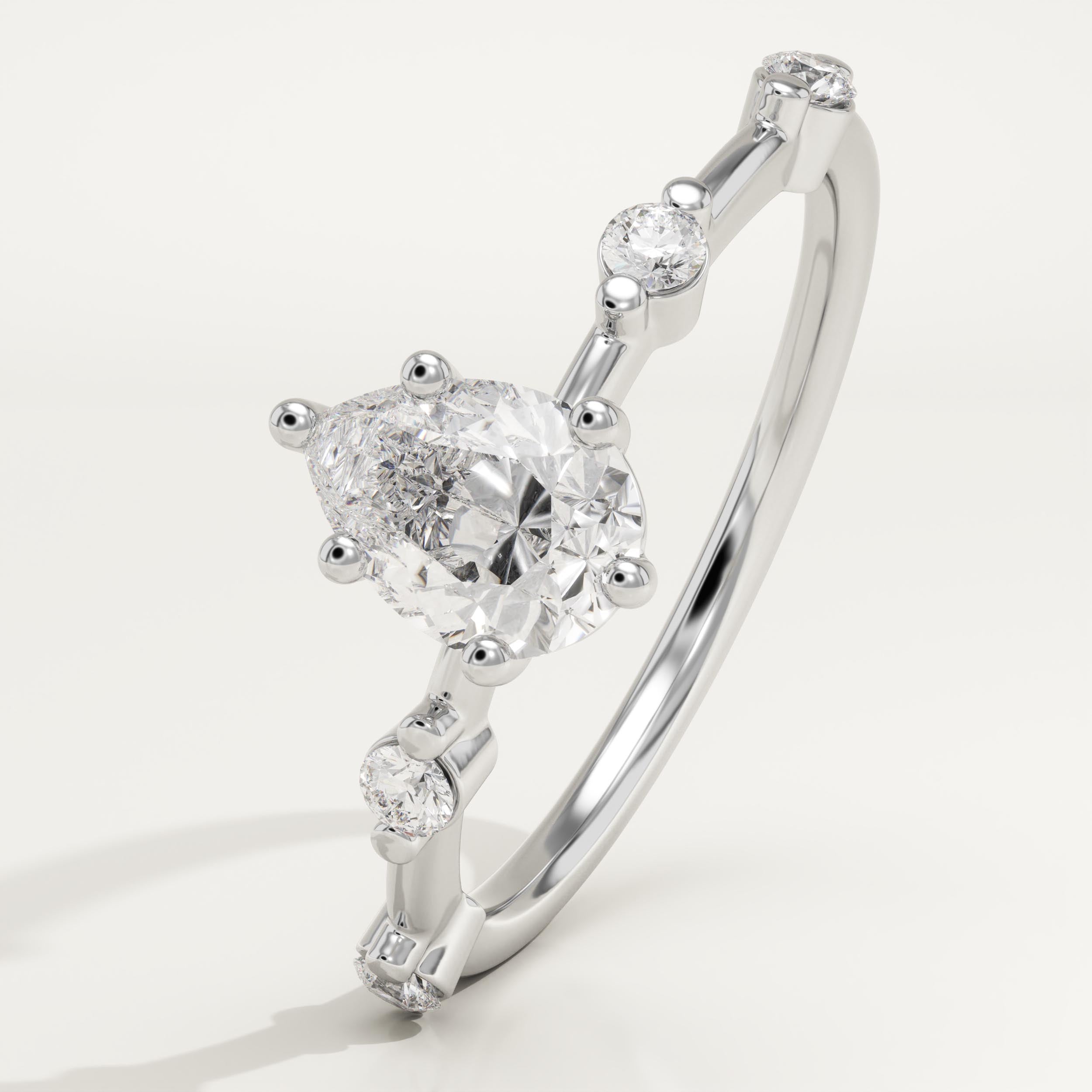 2.0 CT Pear Cut Dainty Pave Lab-Grown Diamond Engagement Ring