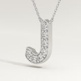 0.356 TCW Round Lab-Grown Diamond J Initial Necklace