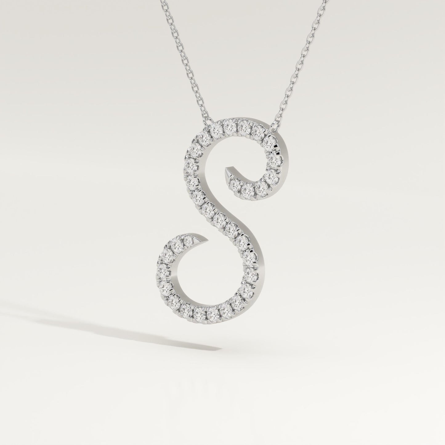 0.585 TCW Round Lab-Grown Diamond S Initial Necklace