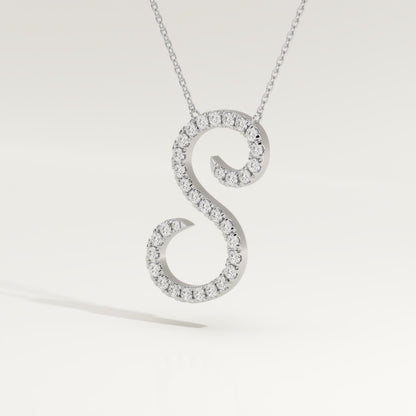 0.585 TCW Round Lab-Grown Diamond S Initial Necklace