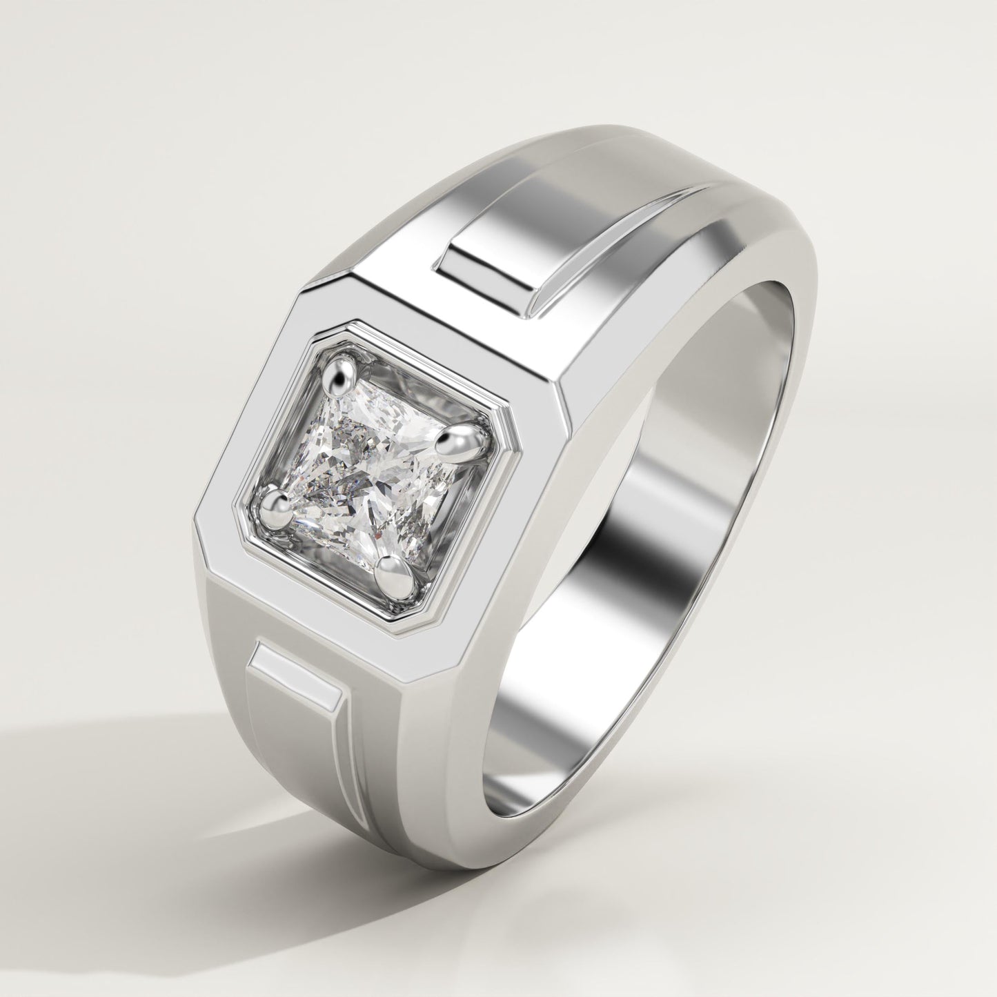 0.5 CT Princess Lab-Grown Diamond Solitaire Wedding Band For Men