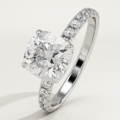 Cushion Cut Pave Lab-Grown Diamond Engagement Ring