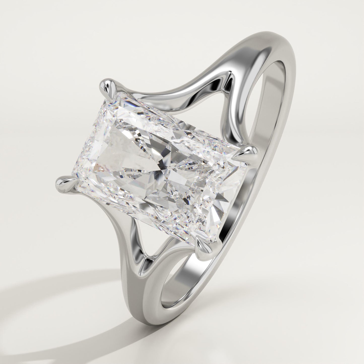 Radiant Cut Solitaire Split Shank Lab-Grown Diamond Engagement Ring