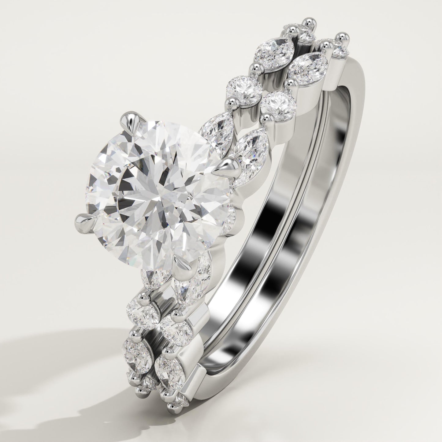 Round Cut Pave Lab-Grown Diamond Bridal Set