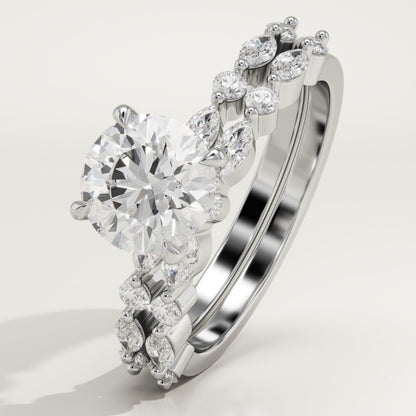 Round Cut Pave Lab-Grown Diamond Bridal Set
