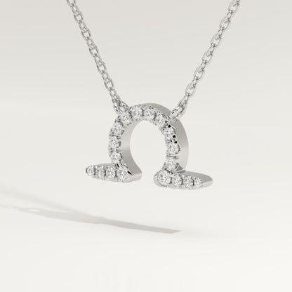 0.101 CT Round Lab-Grown Diamond Libra Zodiac Necklace