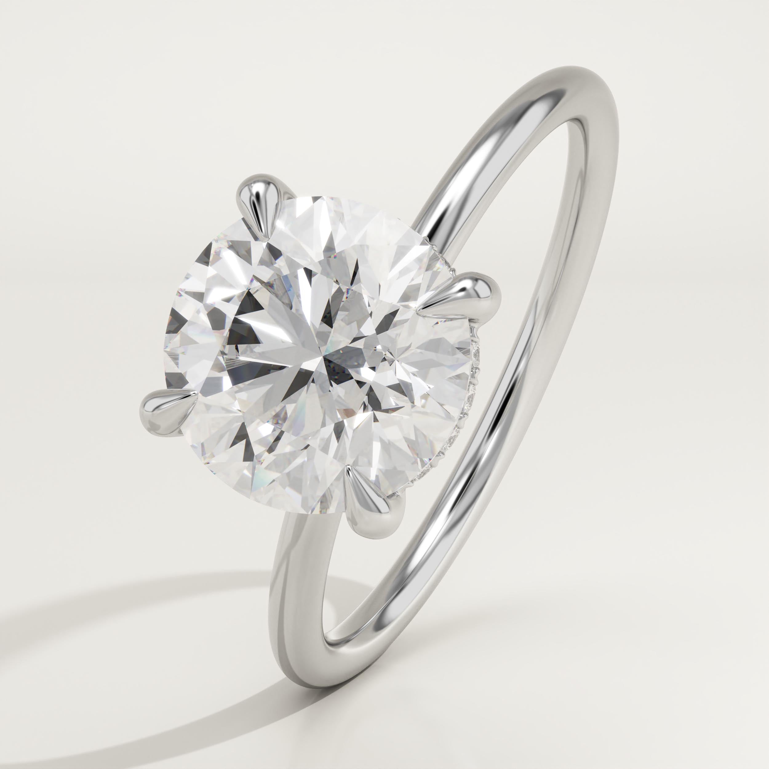 2.0 CT Round Cut Hidden Halo Lab-Grown Diamond Engagement Ring