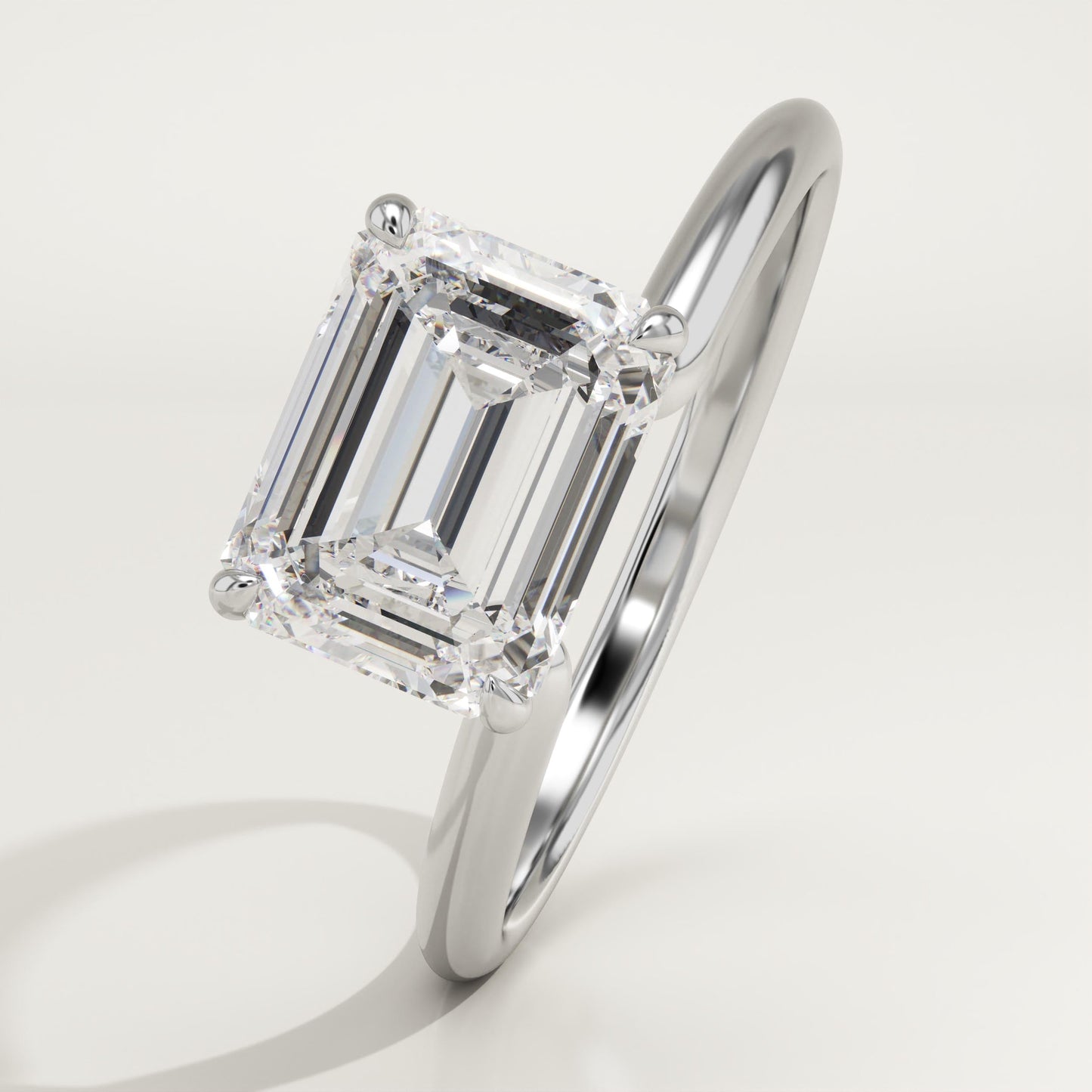 2 CT East West Emerald Cut Solitaire Moissanite Engagement Ring