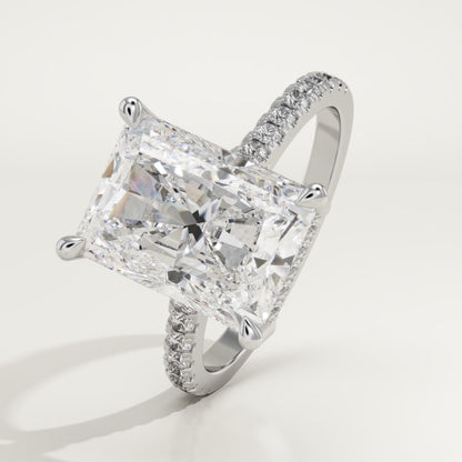 3.51 CT Radiant Cut Moissanite Pave Engagement Ring (US Size 5.75 Ready To Ship)