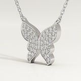 0.094 TCW Round Lab-Grown Diamond Butterfly Charm Necklace