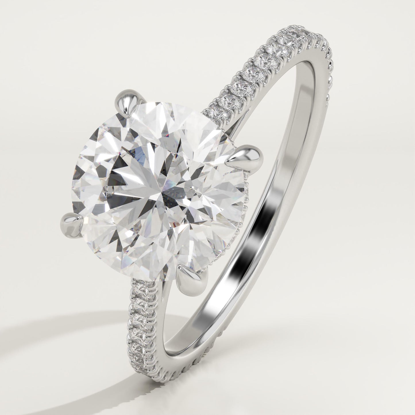 2 CT Round Cut Pave Moissanite Engagement Ring