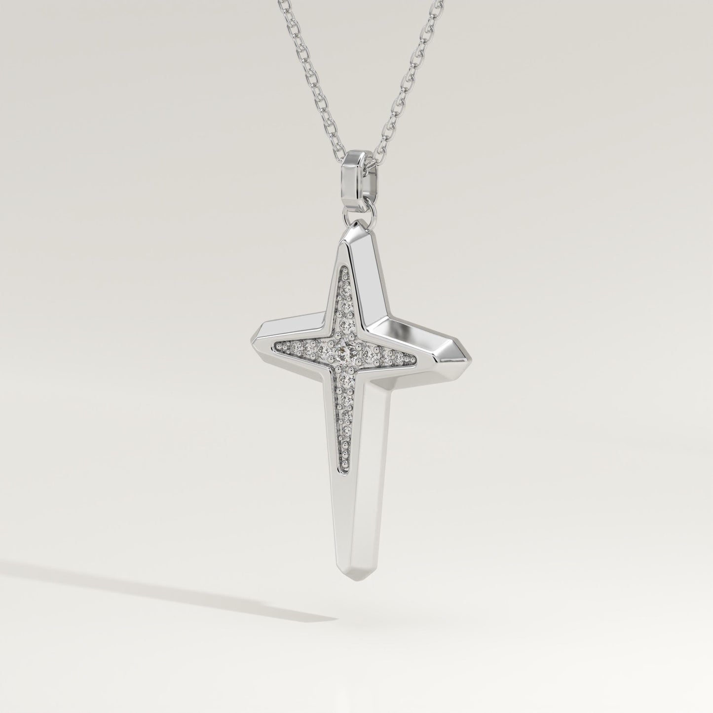 0.193 TCW Round Lab-Grown Diamond Cross Necklace