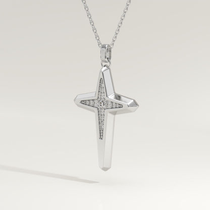 0.193 TCW Round Lab-Grown Diamond Cross Necklace