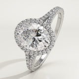 2.0 CT Oval Cut Halo & Pave Lab-Grown Diamond Engagement Ring
