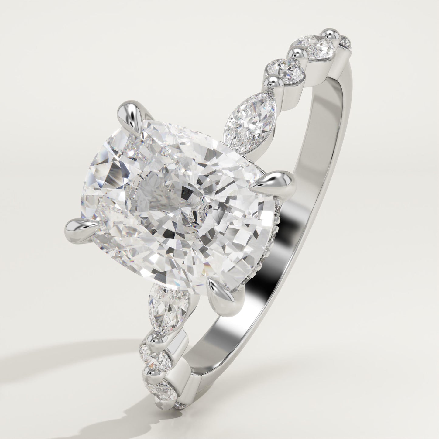 Elongated Cushion Cut Pave Lab-Grown Diamond Engagement Ring