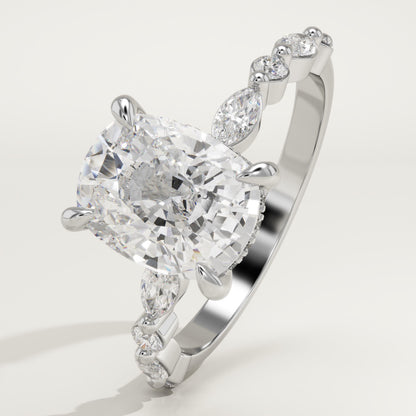 Elongated Cushion Cut Pave Lab-Grown Diamond Engagement Ring