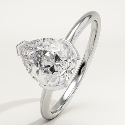 Pear Cut Half Bezel Lab-Grown Diamond Engagement Ring