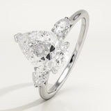 2.0 CT Pear Cut Three Stone Lab-Grown Diamond Engagement Ring
