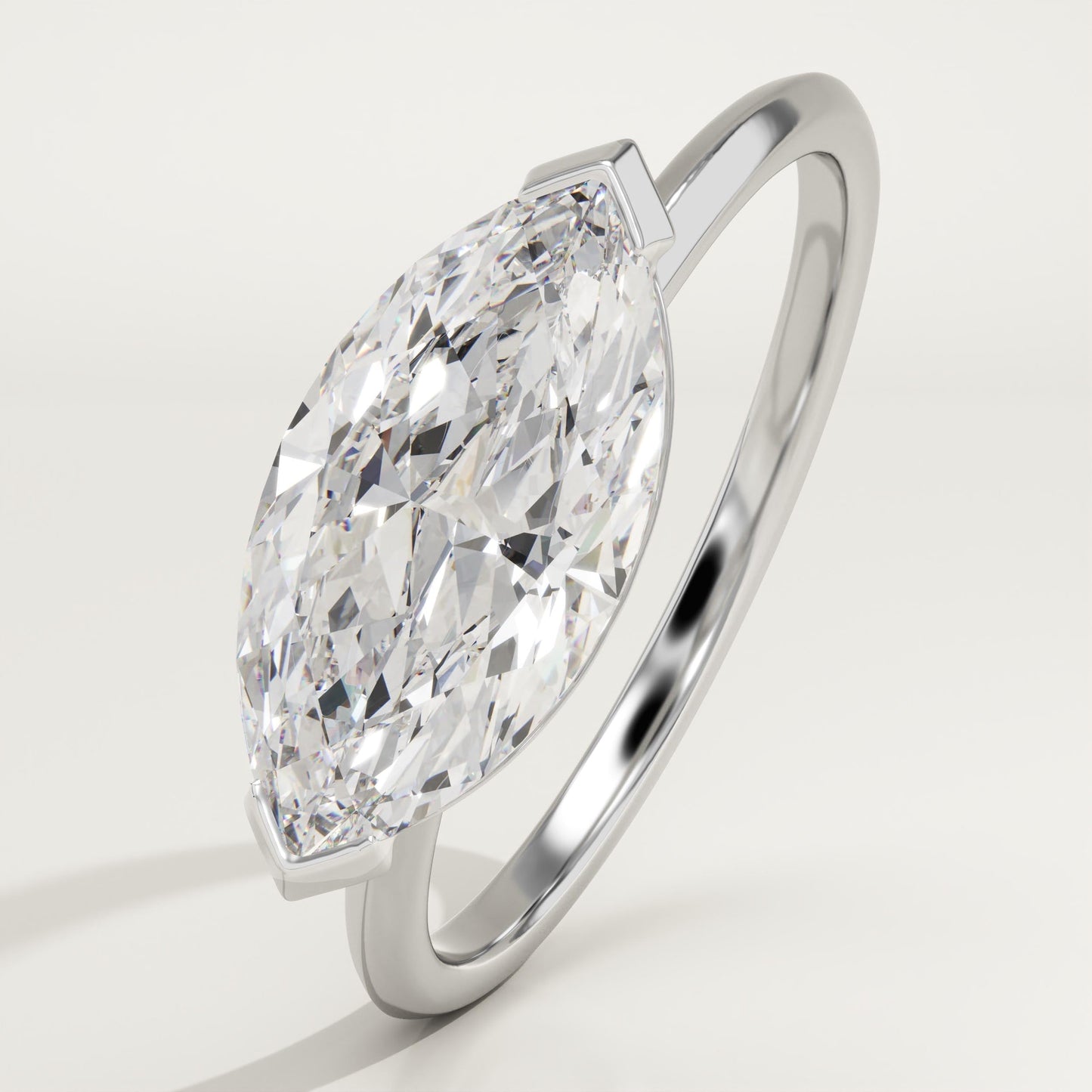 1.75 CT East West Marquise Cut Solitaire Moissanite Engagement Ring