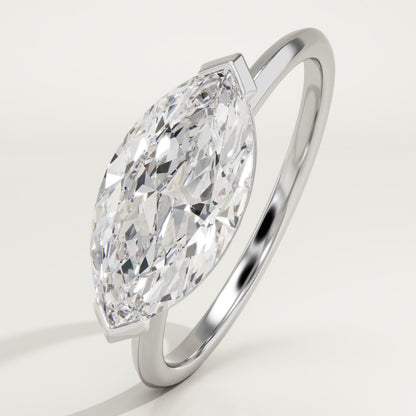 1.75 CT East West Marquise Cut Solitaire Moissanite Engagement Ring