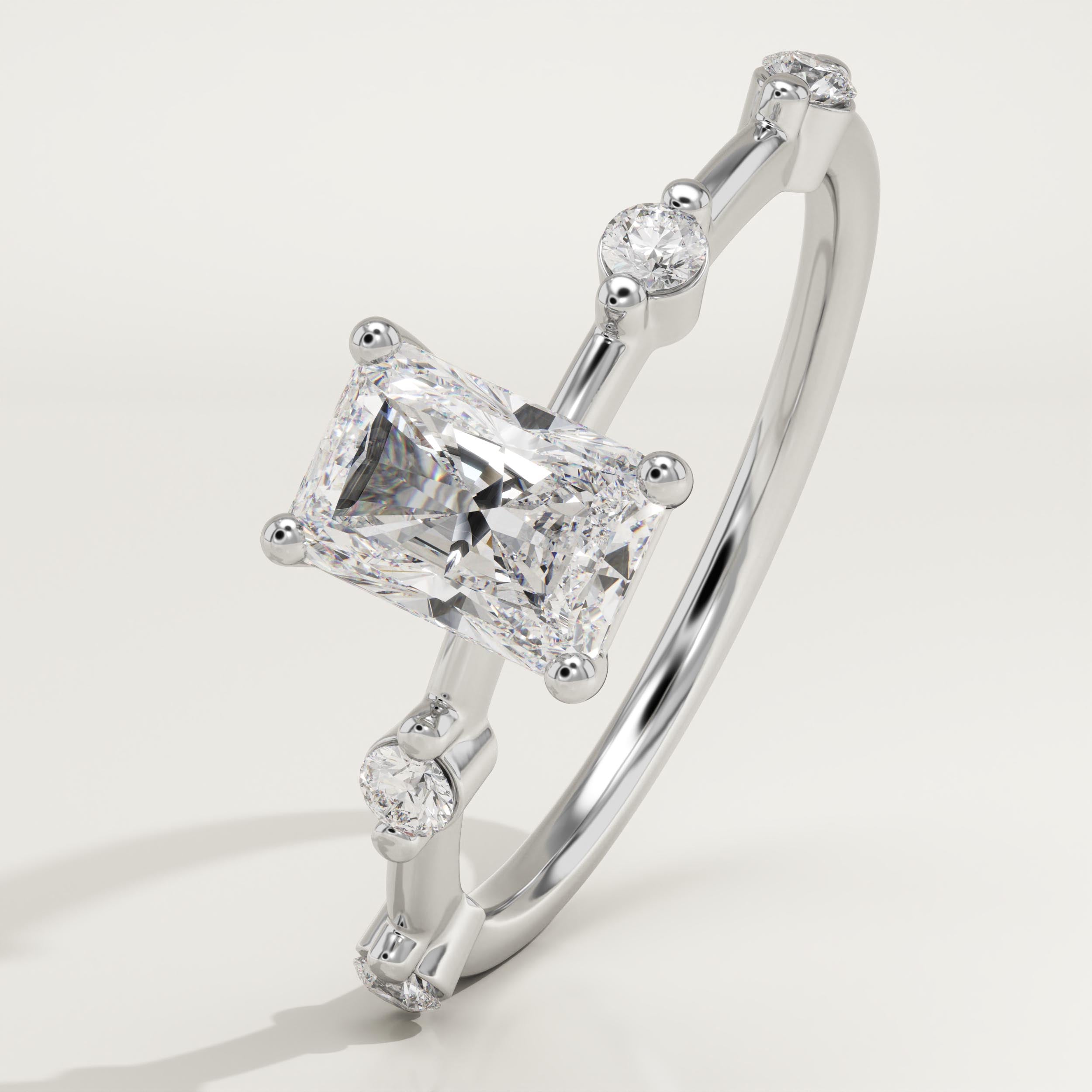 2.0 CT Radiant Cut Dainty Pave Lab-Grown Diamond Engagement Ring