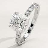 2.0 CT Cushion Cut Pave Lab-Grown Diamond Engagement Ring