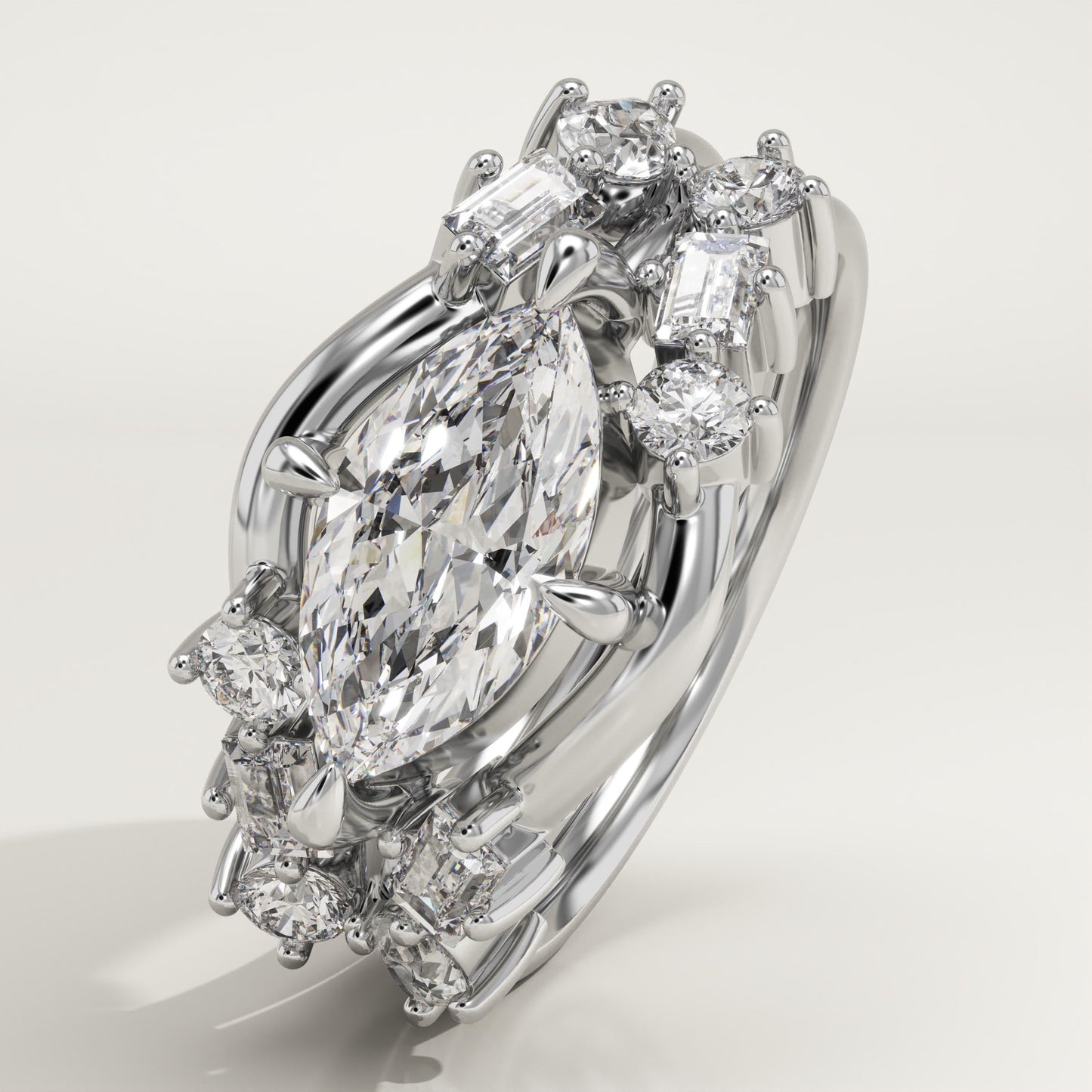 Marquise Cut Cluster Lab-Grown Diamond Bridal Set