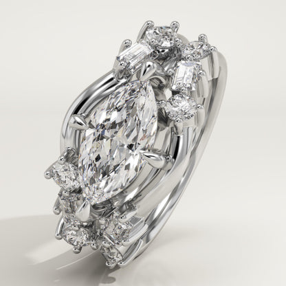Marquise Cut Cluster Lab-Grown Diamond Bridal Set
