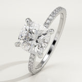 2.0 CT Cushion Cut Pave Lab-Grown Diamond Engagement Ring