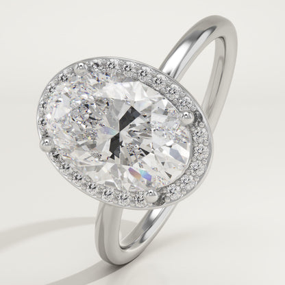 Oval Cut Halo Lab-Grown Diamond Engagement Ring