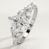 2.0 CT Princess Cut Cluster Lab-Grown Diamond Engagement Ring