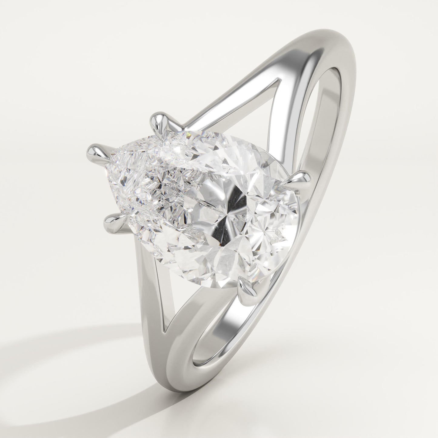Pear Cut Solitaire Split Shank Lab-Grown Diamond Engagement Ring