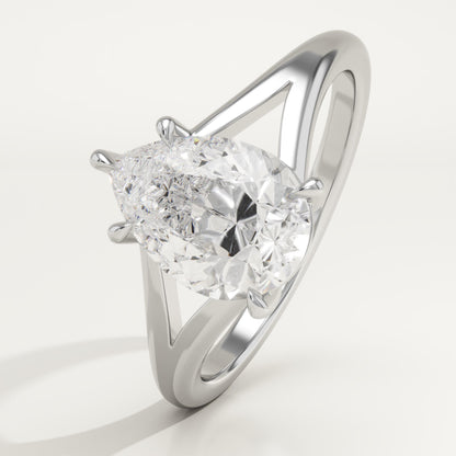 Pear Cut Solitaire Split Shank Lab-Grown Diamond Engagement Ring