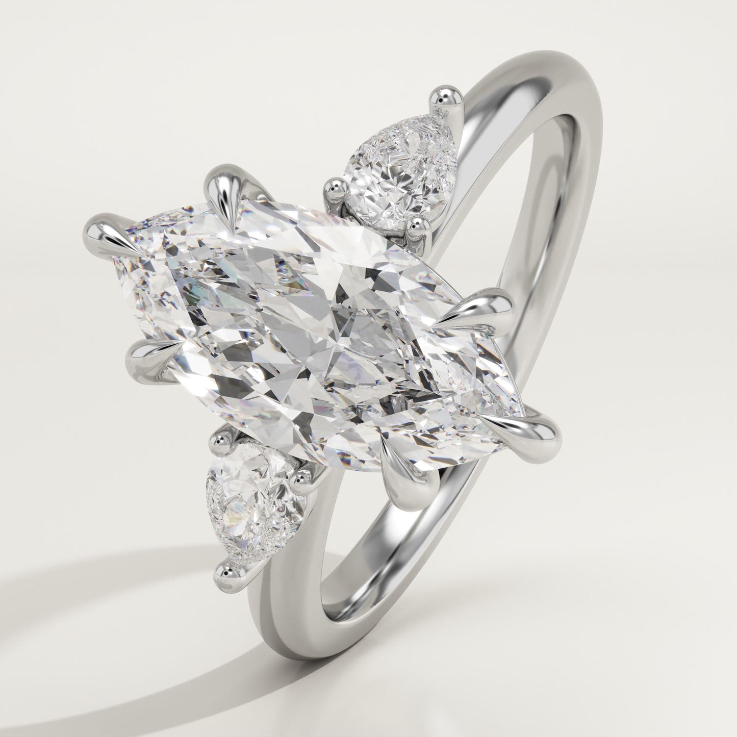 Marquise Cut Three Stone Lab-Grown Diamond Engagement Ring