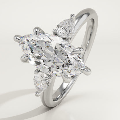 Marquise Cut Three Stone Lab-Grown Diamond Engagement Ring