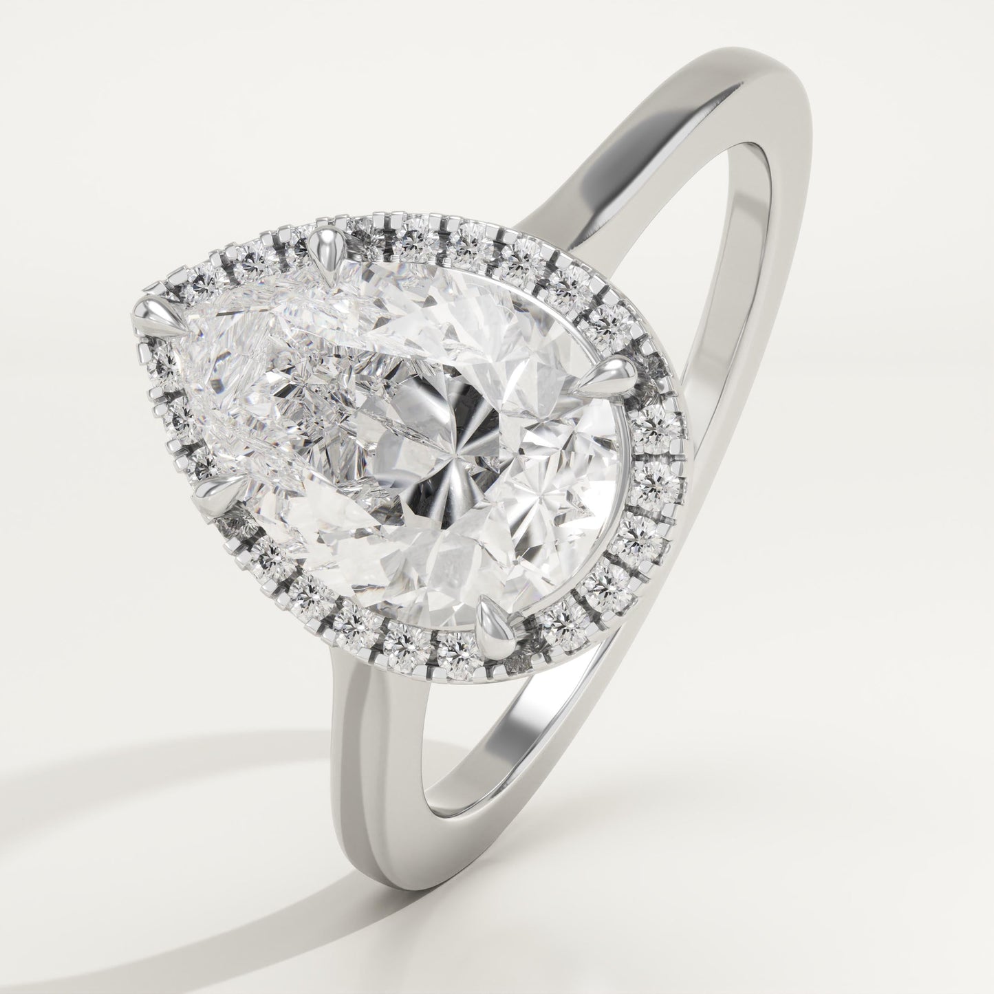 Pear Cut Halo Lab-Grown Diamond Engagement Ring