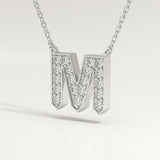 0.202 TCW Round Lab-Grown Diamond M Initial Necklace