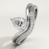 0.65 CT Pear Cut Solitaire Lab-Grown Diamond Bridal Set