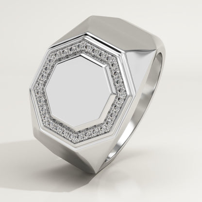 0.18 TCW Round Lab-Grown Diamond Signet Wedding Band For Men