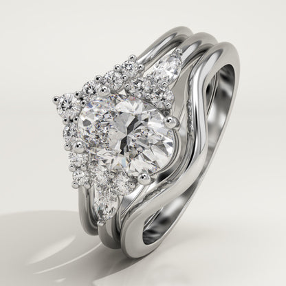 Oval Cut Cluster Lab-Grown Diamond Bridal Set