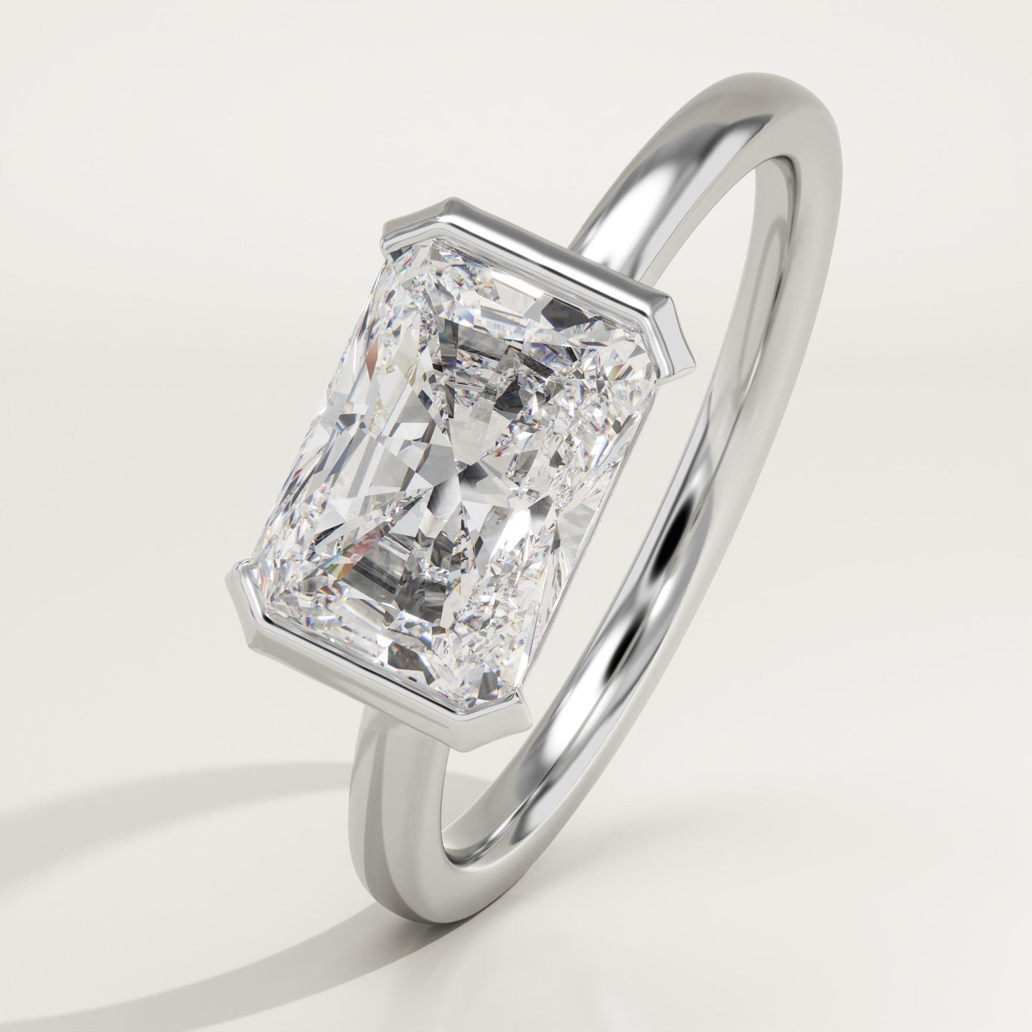 2 CT Radiant Cut Half Bezel Moissanite Engagement Ring