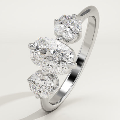 1 CT Elongated Cushion Cut Three Stone Moissanite Engagement Ring