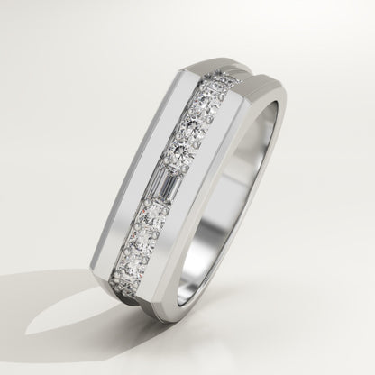 0.28 CT Round & Emerald Lab-Grown Diamond Flush Setting Wedding Band For Men