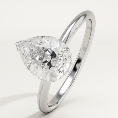 1.5 CT Pear Cut Hidden Halo Moissanite Engagement Ring