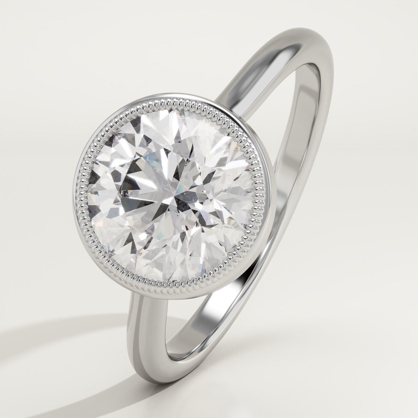 2 CT Round Cut Solitaire Bezel Moissanite Engagement Ring