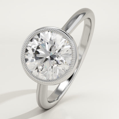 2 CT Round Cut Solitaire Bezel Moissanite Engagement Ring