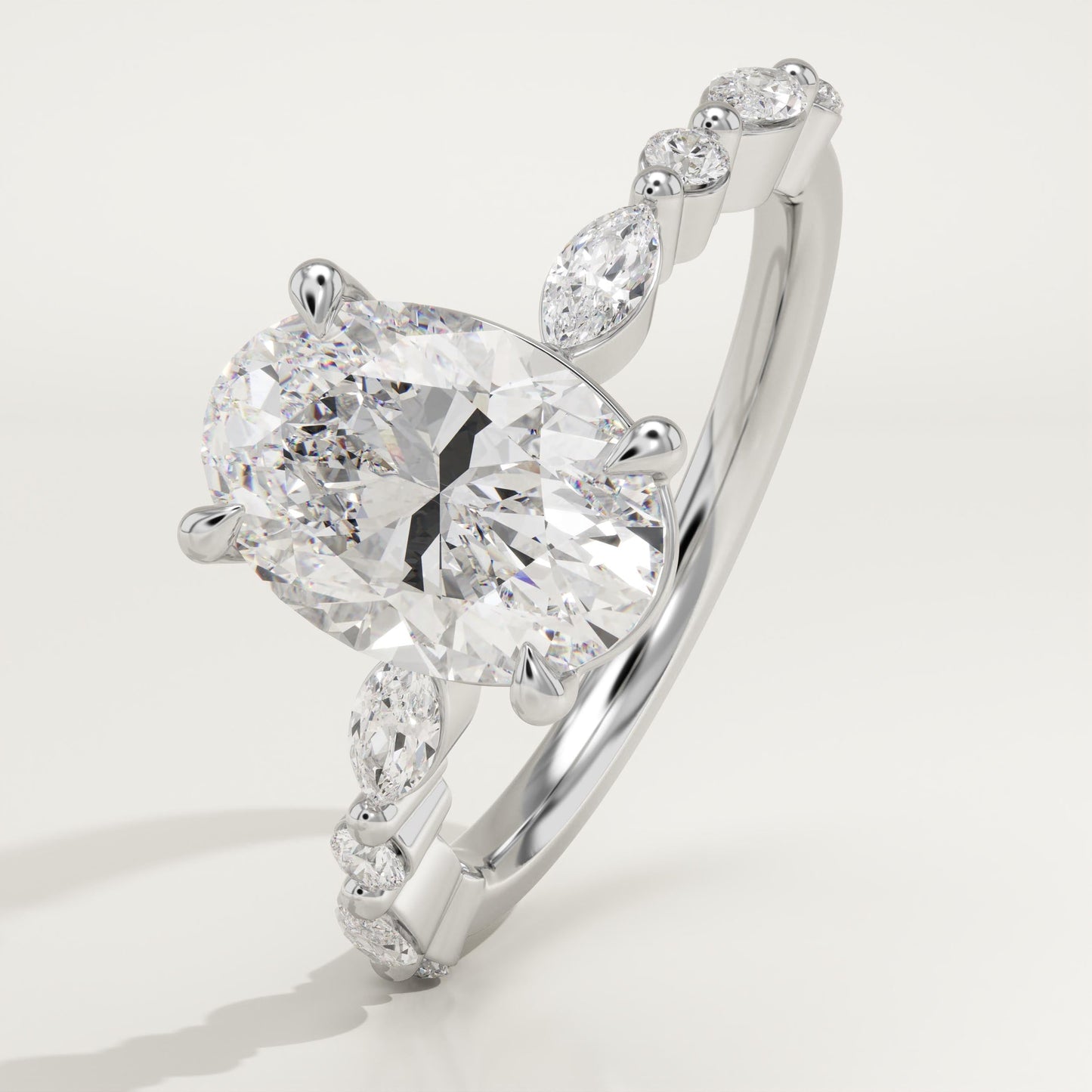 Oval Cut Pave Lab-Grown Diamond Engagement Ring