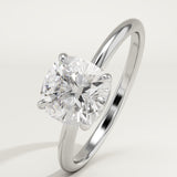 2.0 CT Cushion Cut Solitaire Lab-Grown Diamond Engagement Ring