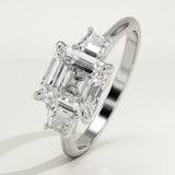 2.0 CT Asscher Cut Three Stone Lab-Grown Diamond Engagement Ring